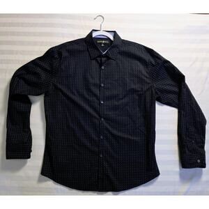 Beverly Hills Polo Club Men's XL Black Micro Dot Long Sleeve Button Down Shirt